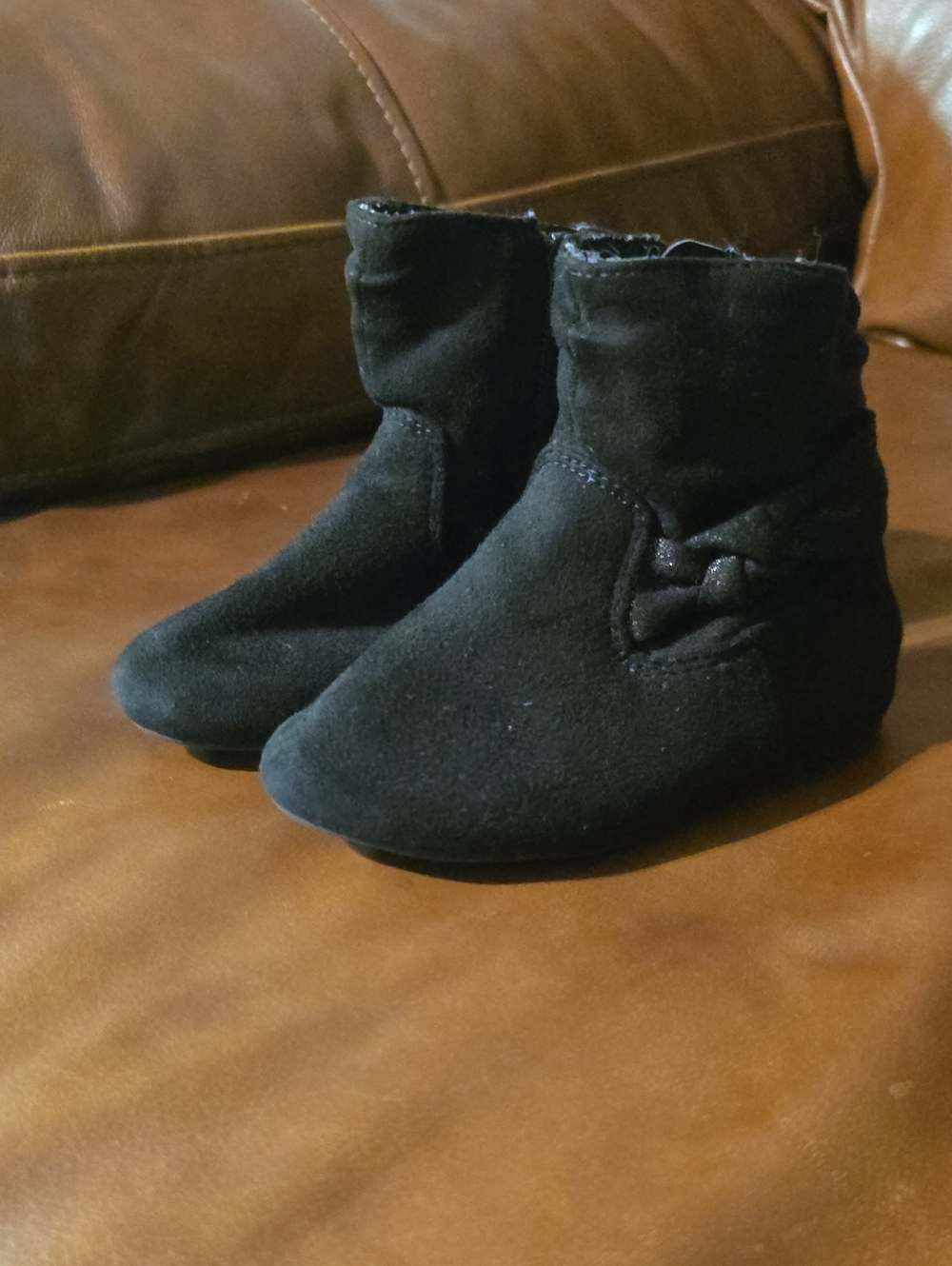Kids Girls Black Suede Booties - Comfortable Everyday Style